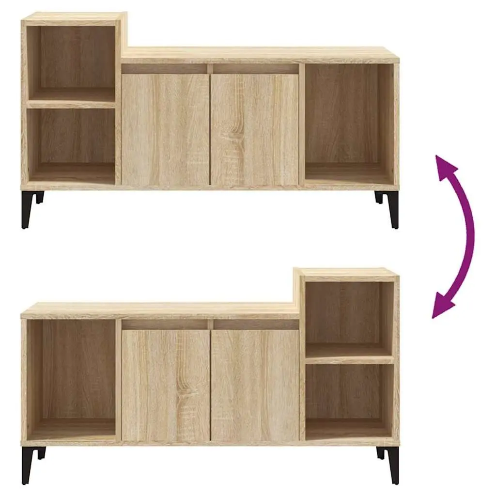 TV Cabinet Engineered Wood Media Storage Unit with Doors and Compartments Brown 100 x 35 x 55 cm