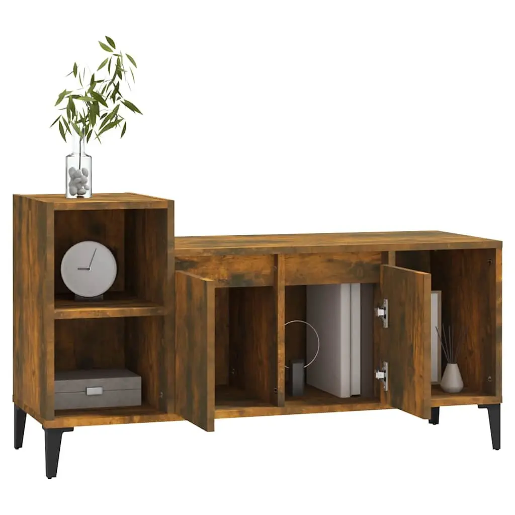 TV Cabinet Media Storage Unit with Doors Compartments Brown Living Room