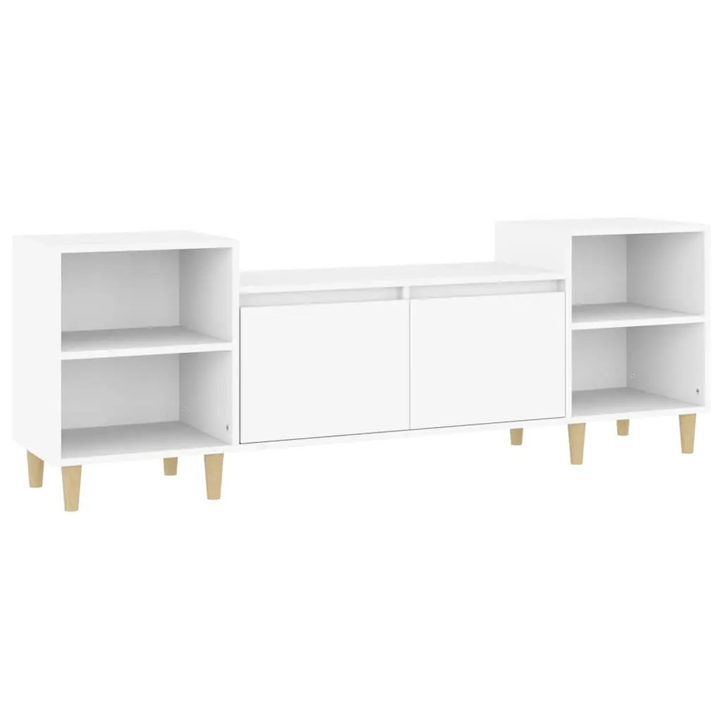 TV Cabinet White Engineered Wood 160x35x55 cm Media Unit with 6 Storage Compartments