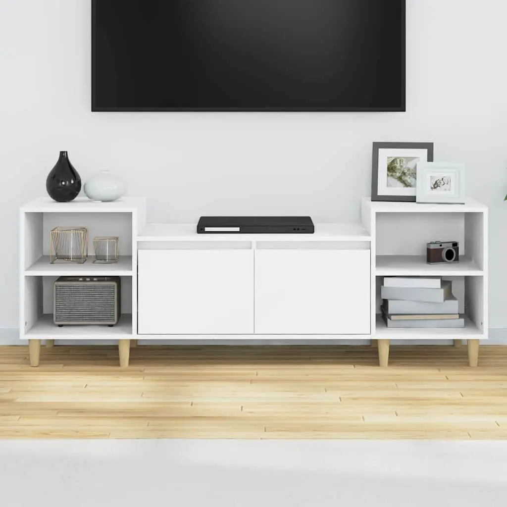 TV Cabinet White Engineered Wood 160x35x55 cm Media Unit with 6 Storage Compartments