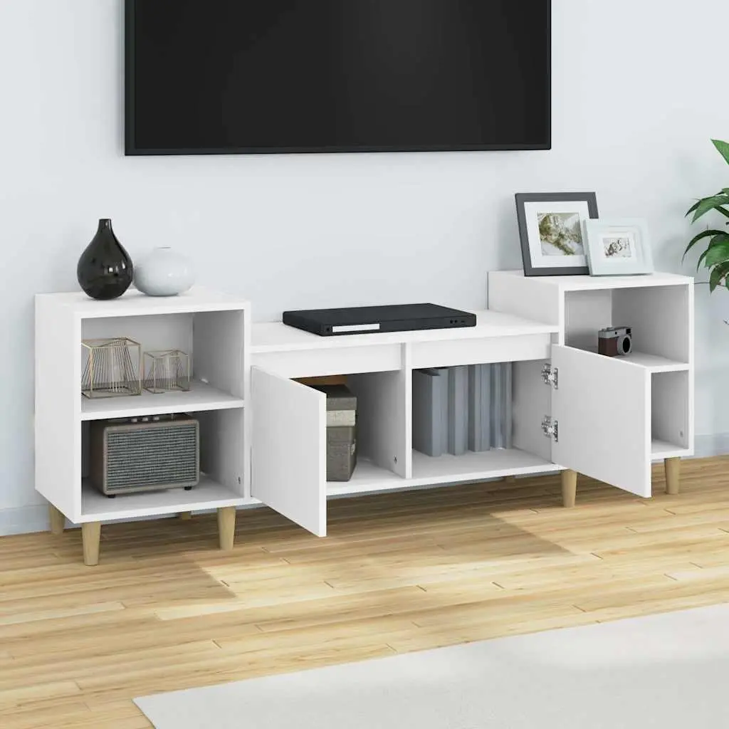 TV Cabinet White Engineered Wood 160x35x55 cm Media Unit with 6 Storage Compartments