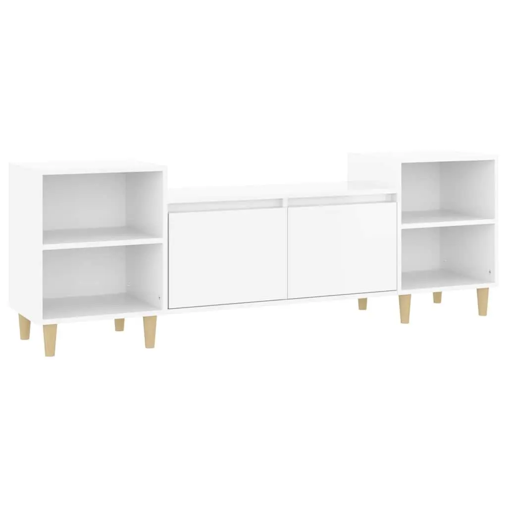 TV Cabinet High Gloss White Media Unit 160 x 35 x 55 cm Engineered Wood 6 Compartments