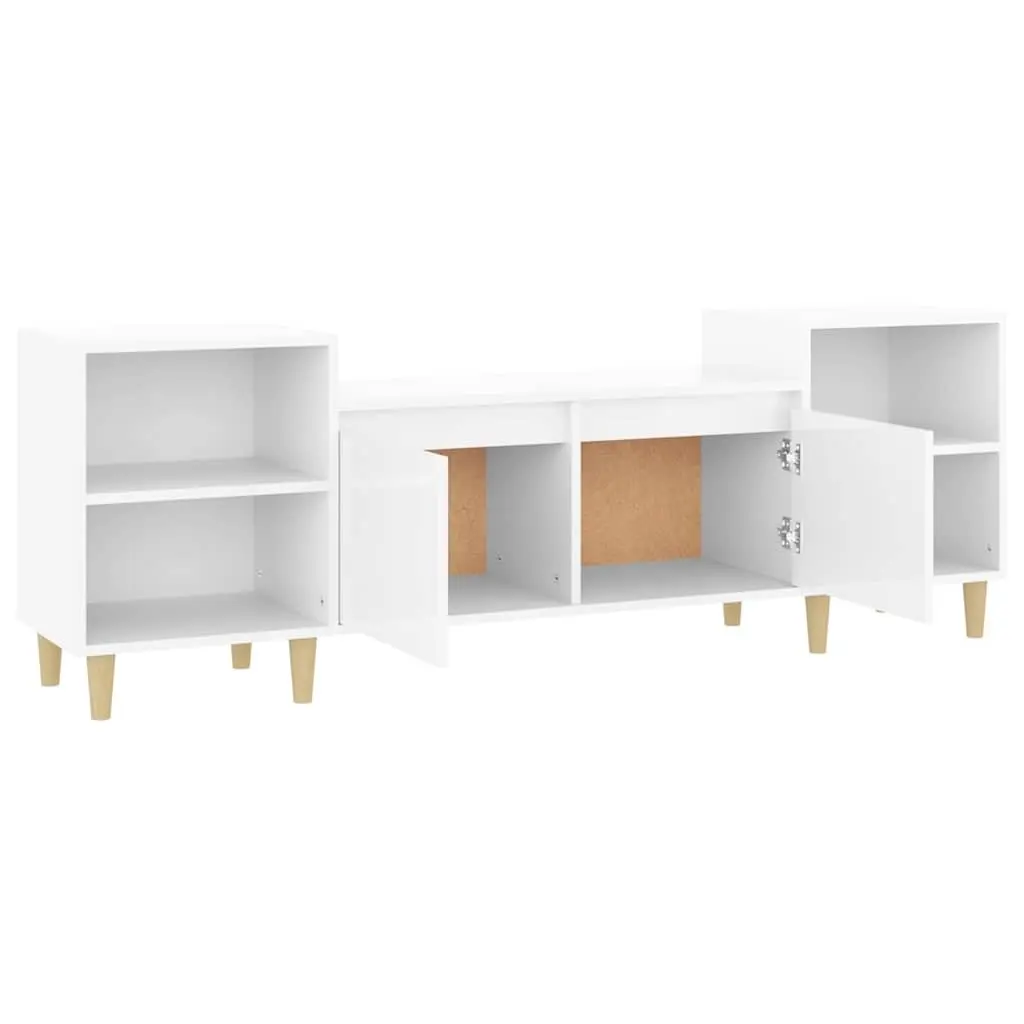 TV Cabinet High Gloss White Media Unit 160 x 35 x 55 cm Engineered Wood 6 Compartments