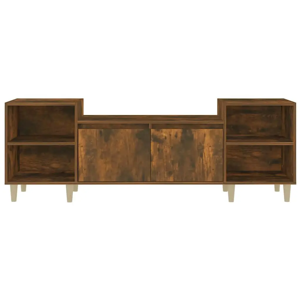 TV Cabinet Engineered Wood Brown 160x35x55cm Media Unit with 6 Storage Compartments