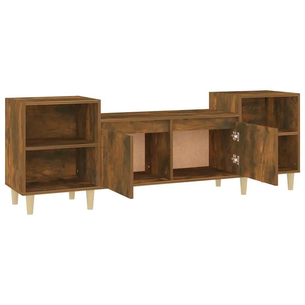 TV Cabinet Engineered Wood Brown 160x35x55cm Media Unit with 6 Storage Compartments