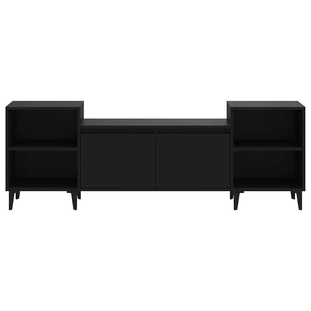 TV Cabinet Black 160x35x55cm Media Entertainment Unit Storage 6 Compartments