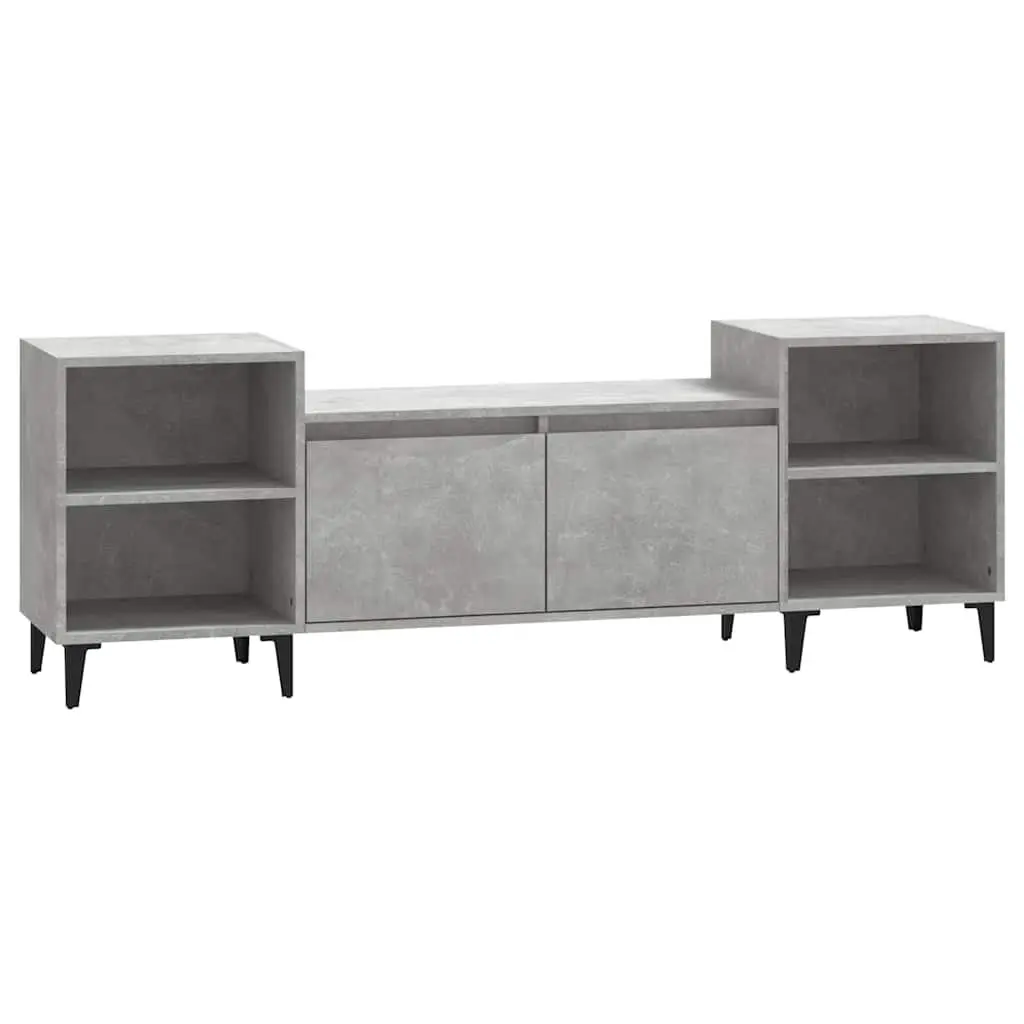 TV Cabinet Grey Engineered Wood 160x35x55 cm Media Unit Storage Compartments
