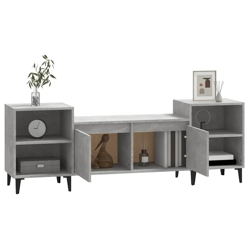 TV Cabinet Grey Engineered Wood 160x35x55 cm Media Unit Storage Compartments