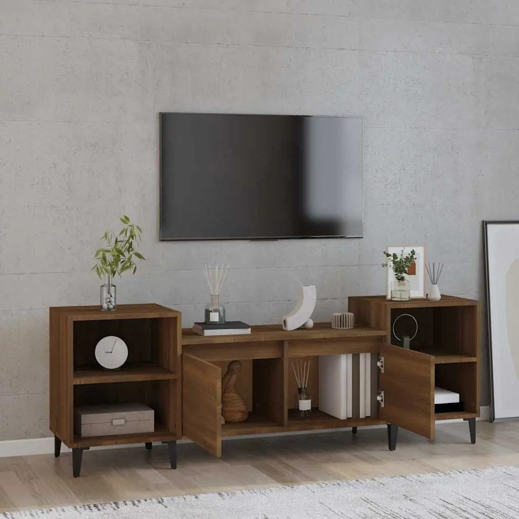 Brown Oak TV Cabinet with Ample Storage Space