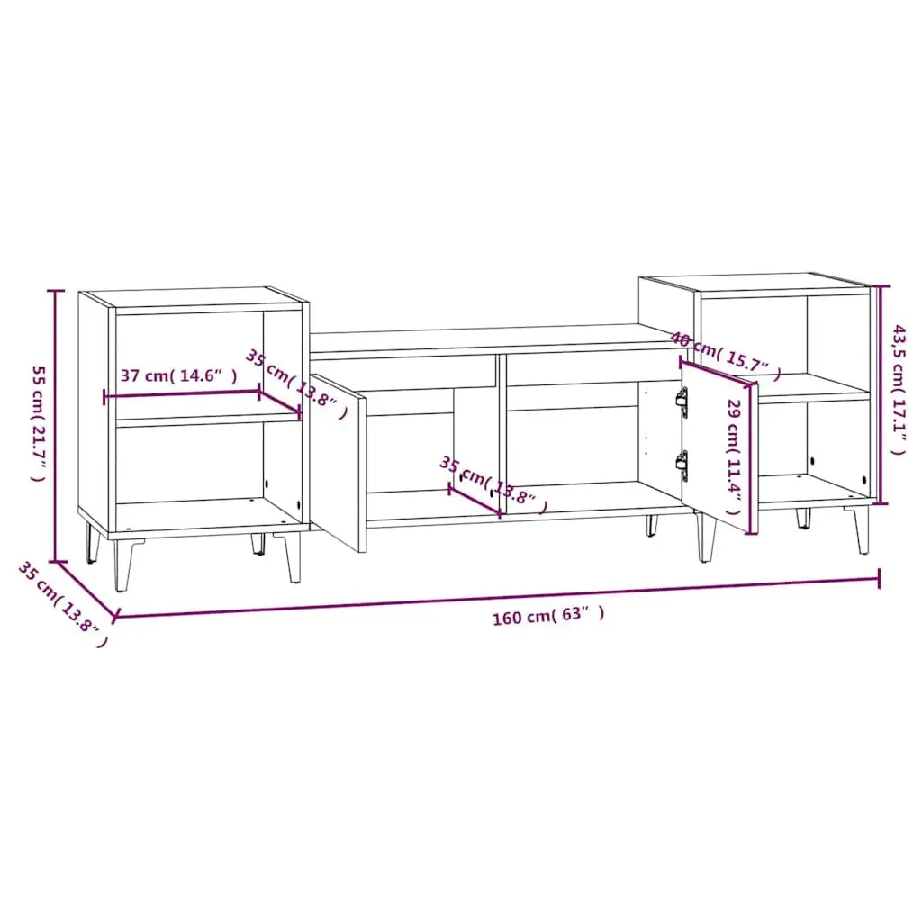 Brown Oak TV Cabinet with Ample Storage Space