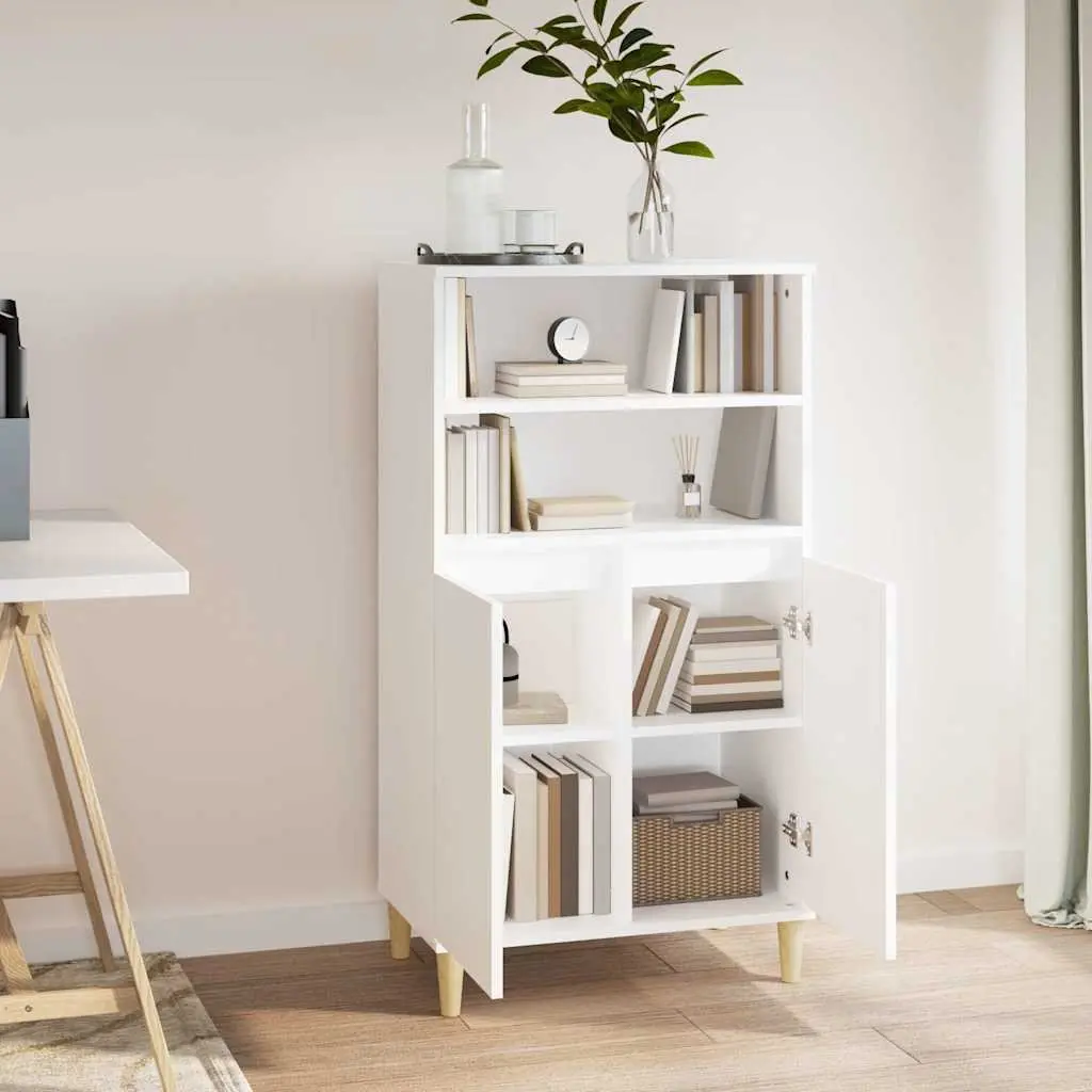 Highboard White Storage Cabinet Engineered Wood 60x36x110 cm
