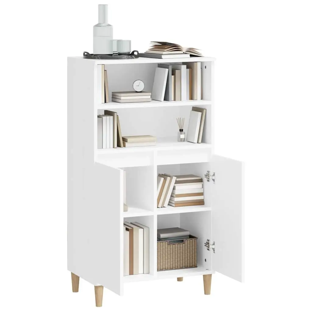 Highboard White Storage Cabinet Engineered Wood 60x36x110 cm