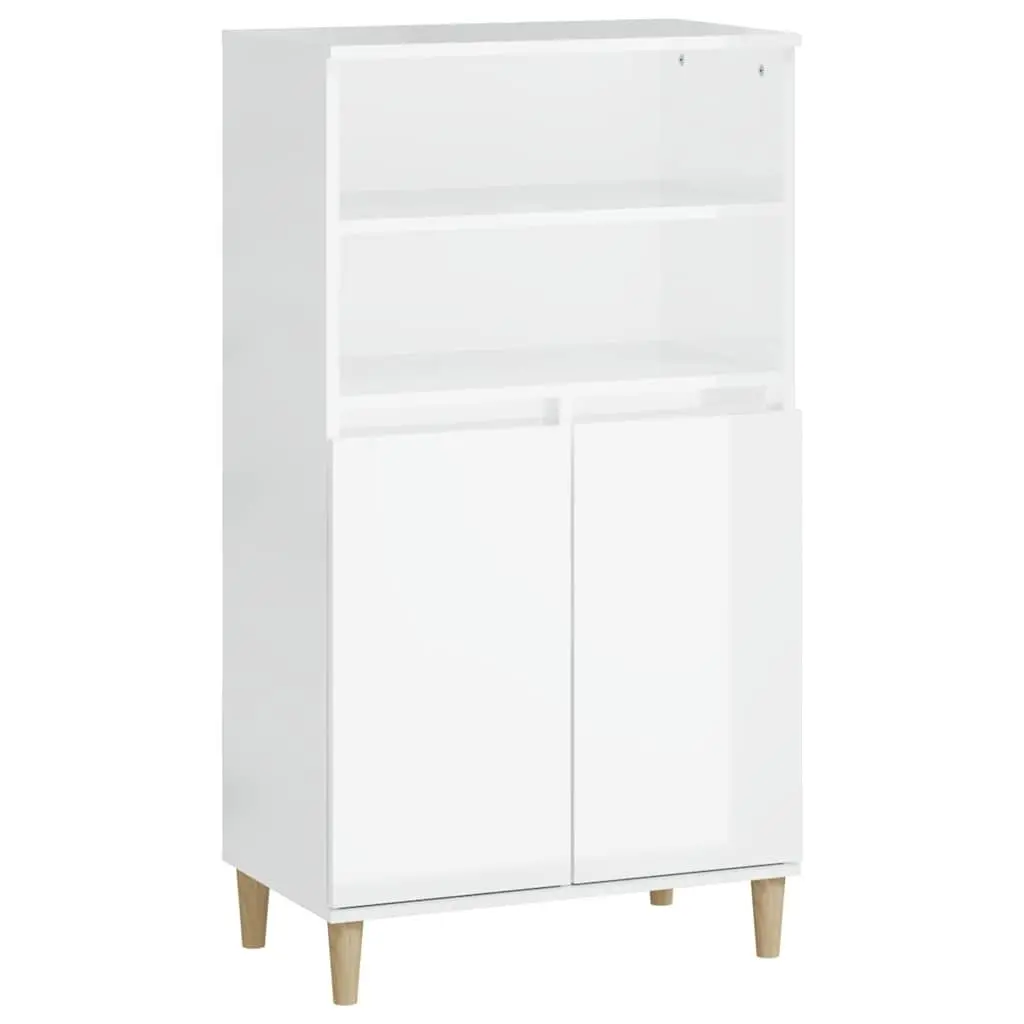 White Highboard Sideboard Storage Cabinet 60x36x110cm Engineered Wood Buffet