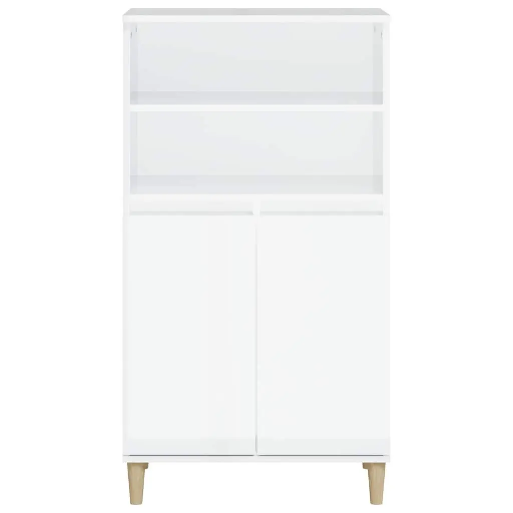 White Highboard Sideboard Storage Cabinet 60x36x110cm Engineered Wood Buffet