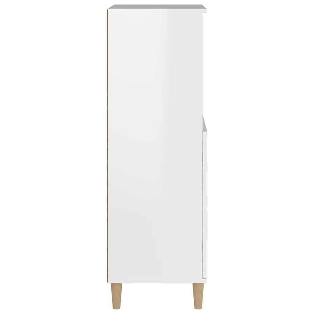 White Highboard Sideboard Storage Cabinet 60x36x110cm Engineered Wood Buffet