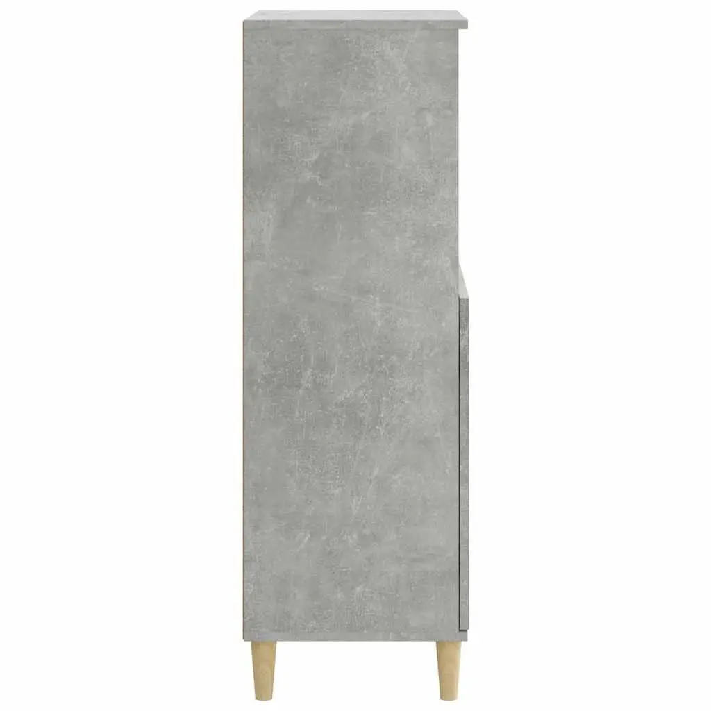 Grey Engineered Wood Highboard Storage Cabinet with Shelves and Doors