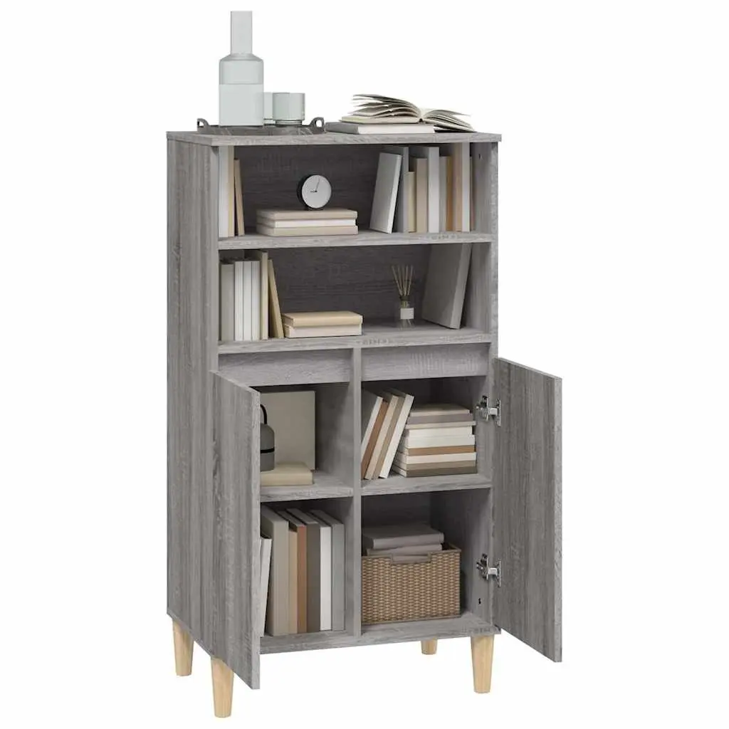 Highboard Grey Engineered Wood Storage Cabinet 60x36x110cm