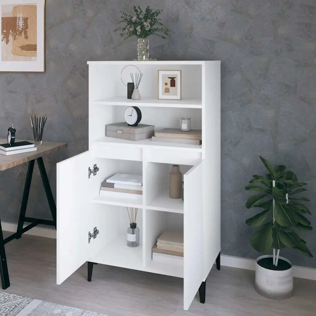 Highboard Storage Cabinet White Engineered Wood 60x36x110 cm