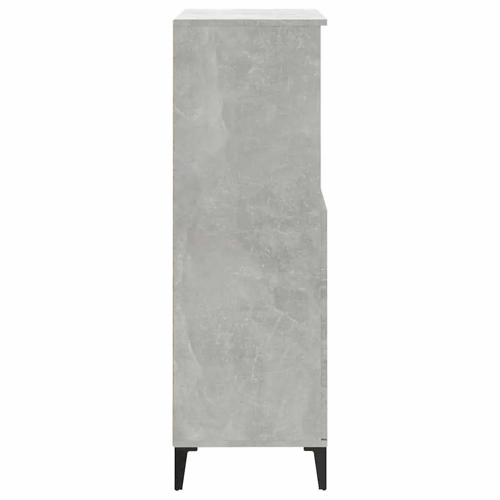 Highboard Storage Cabinet Grey Engineered Wood Sideboard with Metal Feet