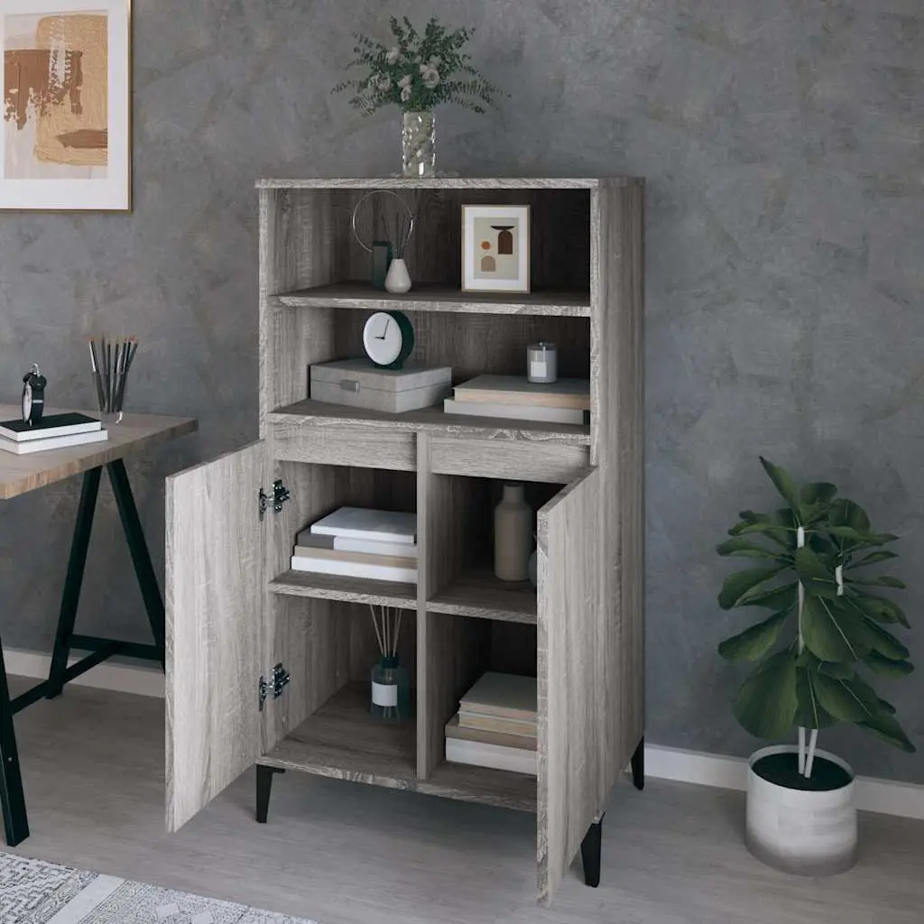 Highboard Grey Sonoma Storage Cabinet Engineered Wood 60 x 36 x 110 cm