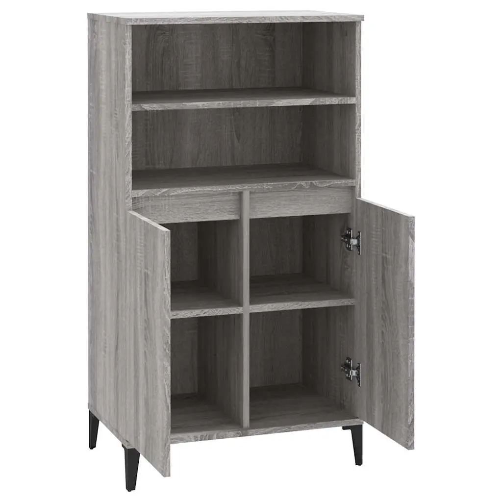 Highboard Grey Sonoma Storage Cabinet Engineered Wood 60 x 36 x 110 cm
