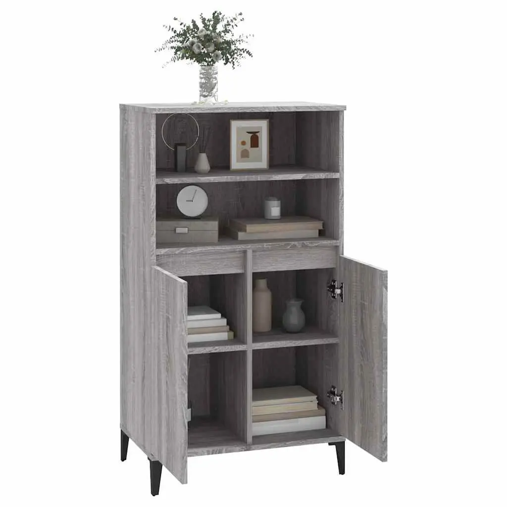 Highboard Grey Sonoma Storage Cabinet Engineered Wood 60 x 36 x 110 cm