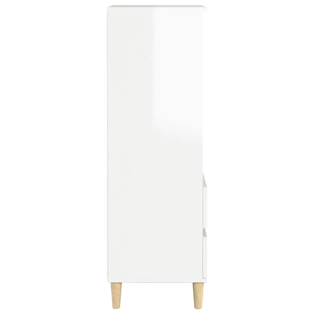 Highboard Storage Cabinet White Engineered Wood Sideboard 3 Shelves 2 Drawers
