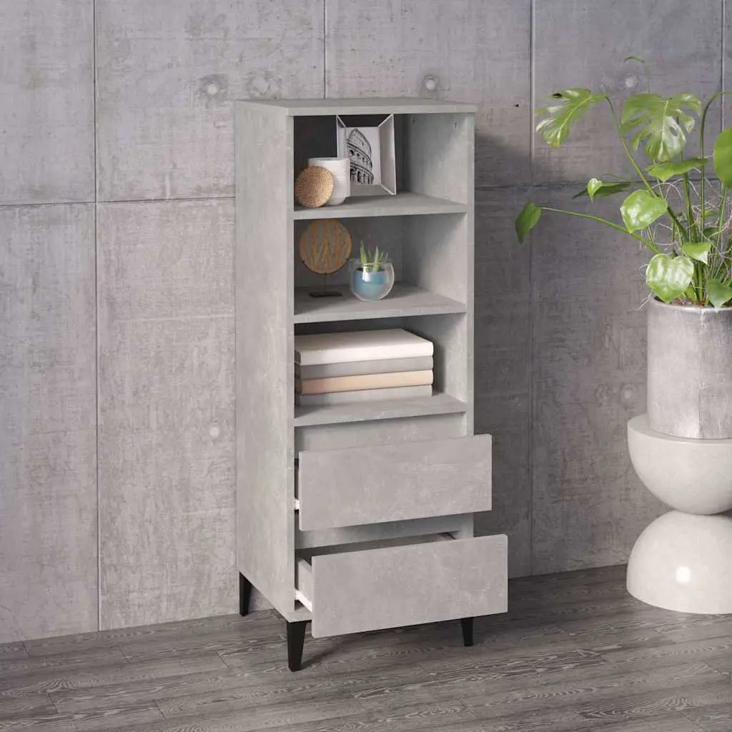 Highboard Storage Cabinet Grey Engineered Wood 40x36x110cm