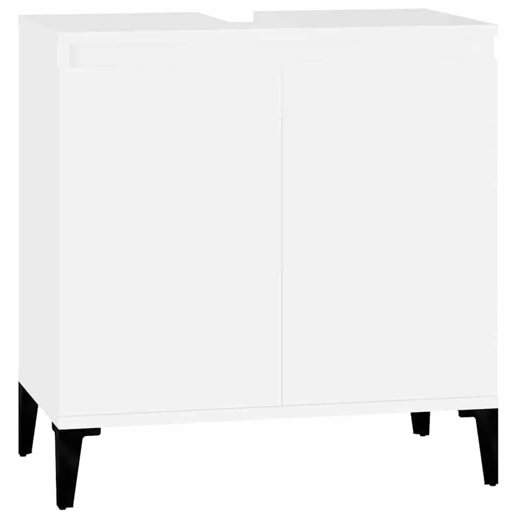 Bathroom Vanity Unit Engineered Wood White 60cm x 58cm x 33cm Storage Cabinet with Doors