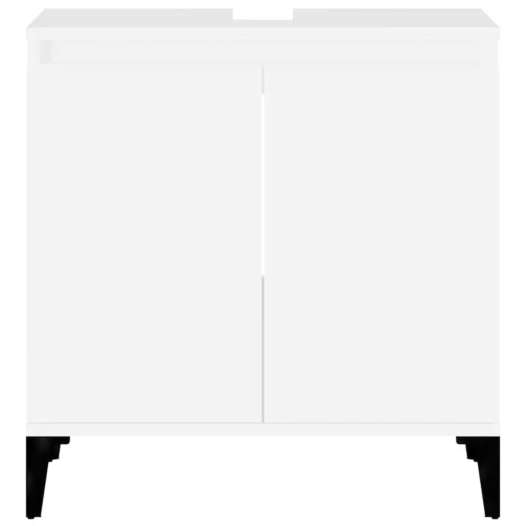 Bathroom Vanity Unit Engineered Wood White 60cm x 58cm x 33cm Storage Cabinet with Doors