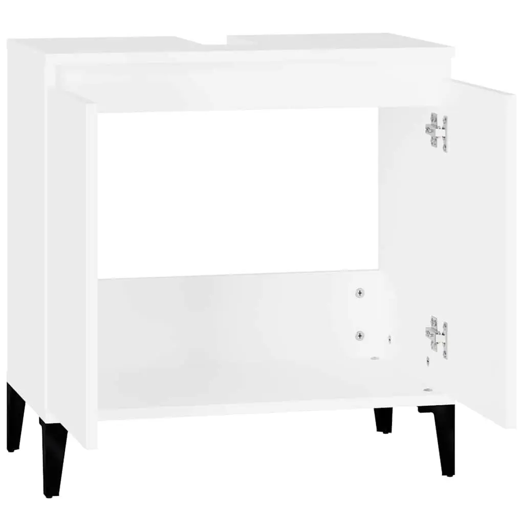Bathroom Vanity Unit Engineered Wood White 60cm x 58cm x 33cm Storage Cabinet with Doors