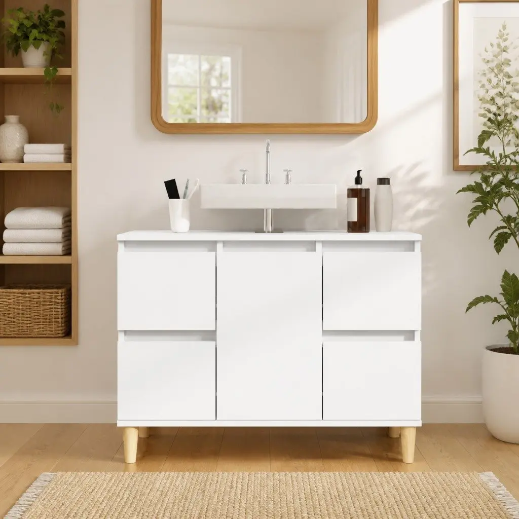 Bathroom Sink Cabinet Engineered Wood White 80x33x60 cm Vanity Unit Storage