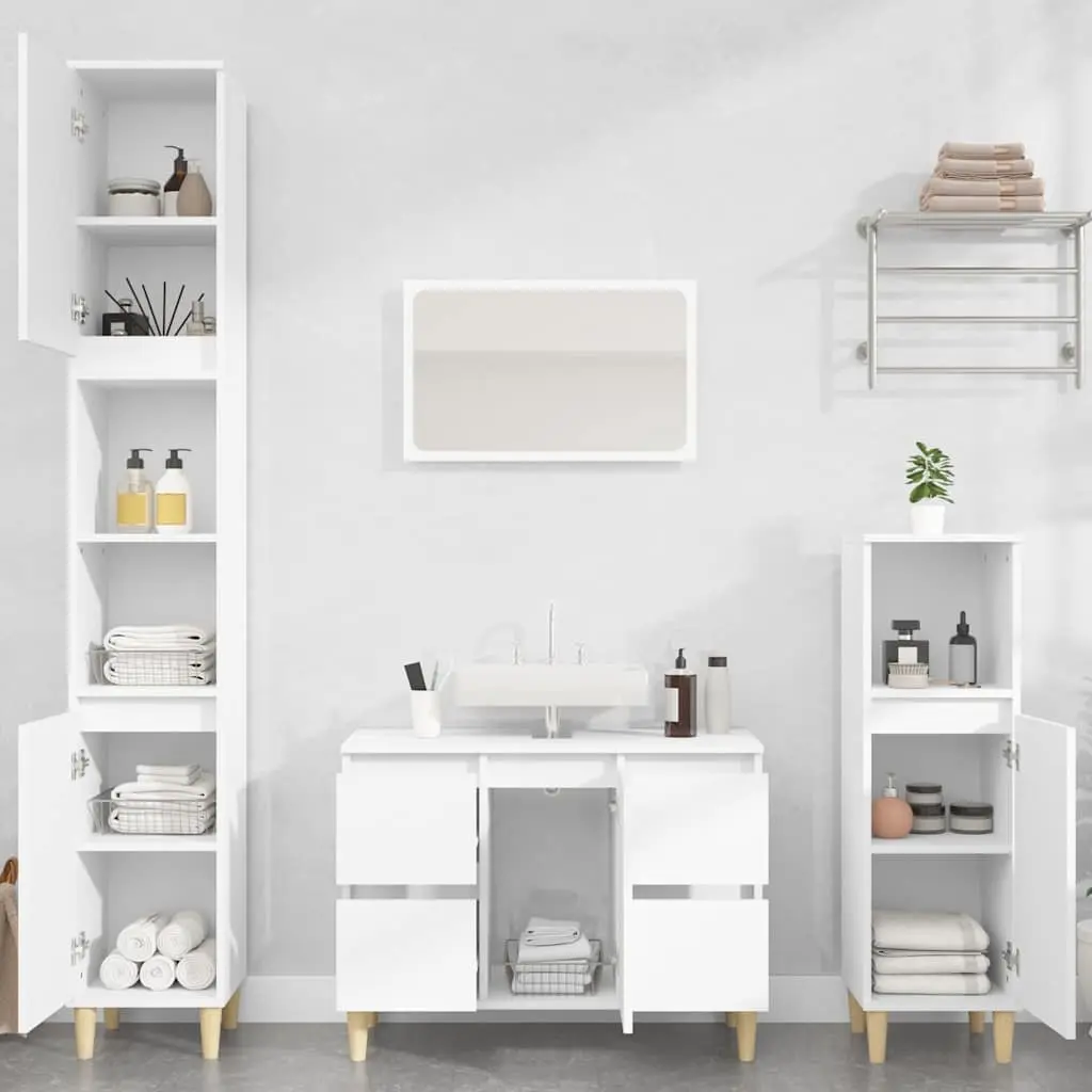 Bathroom Sink Cabinet Engineered Wood White 80x33x60 cm Vanity Unit Storage