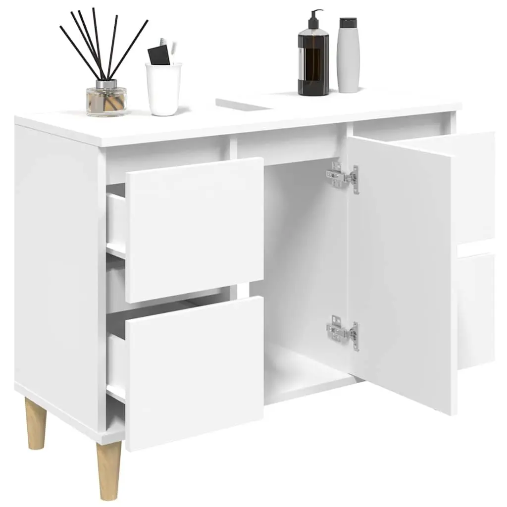 Bathroom Sink Cabinet Engineered Wood White 80x33x60 cm Vanity Unit Storage