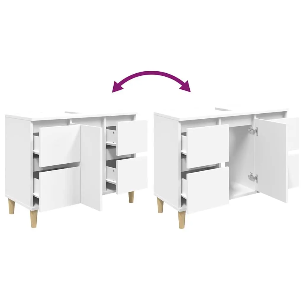 Bathroom Sink Cabinet Engineered Wood White 80x33x60 cm Vanity Unit Storage