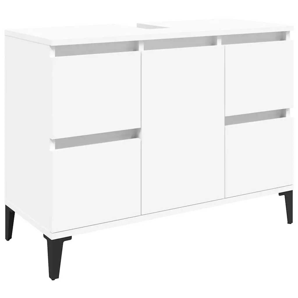 Bathroom Sink Cabinet White Engineered Wood 80x33x60cm Storage Vanity Unit