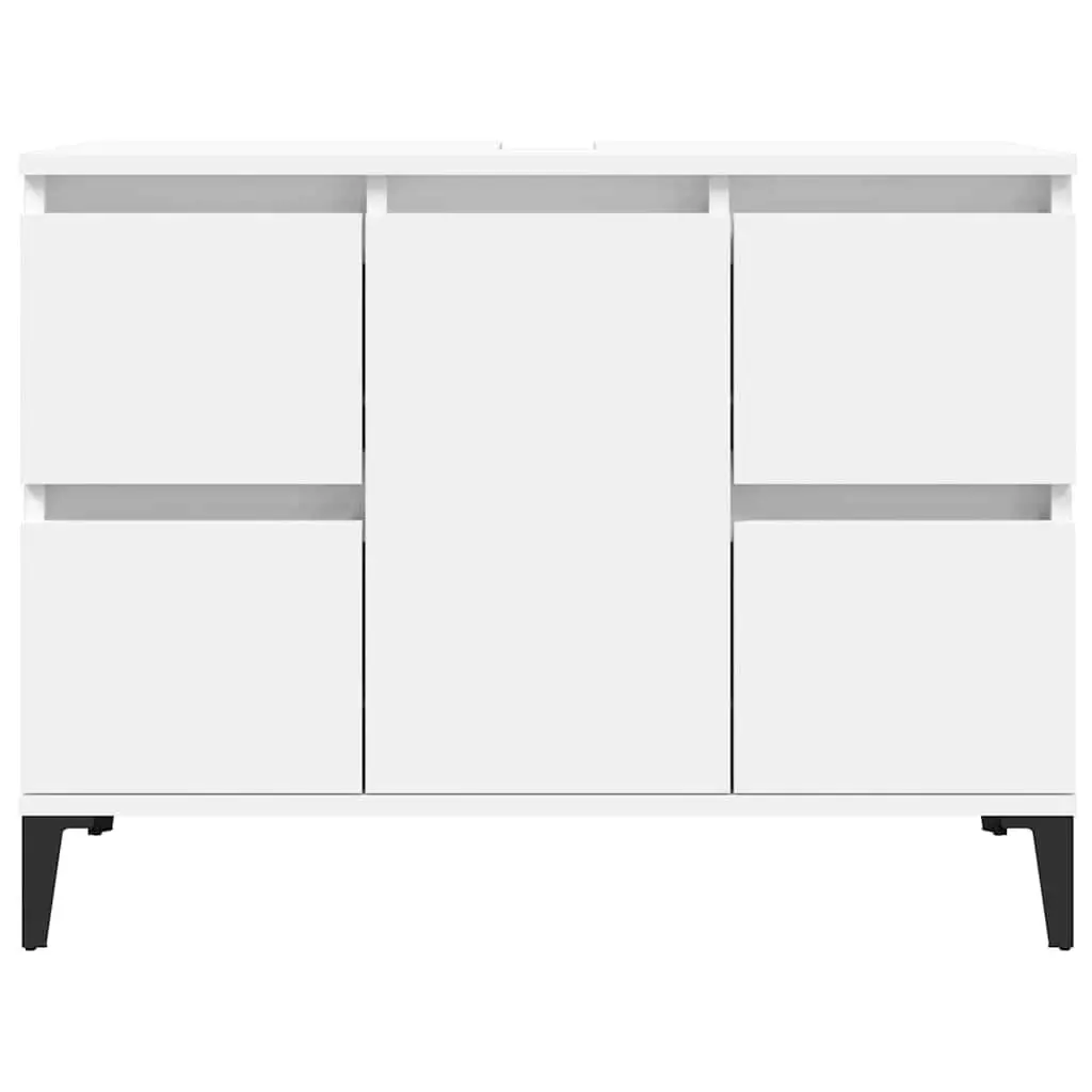 Bathroom Sink Cabinet White Engineered Wood 80x33x60cm Storage Vanity Unit