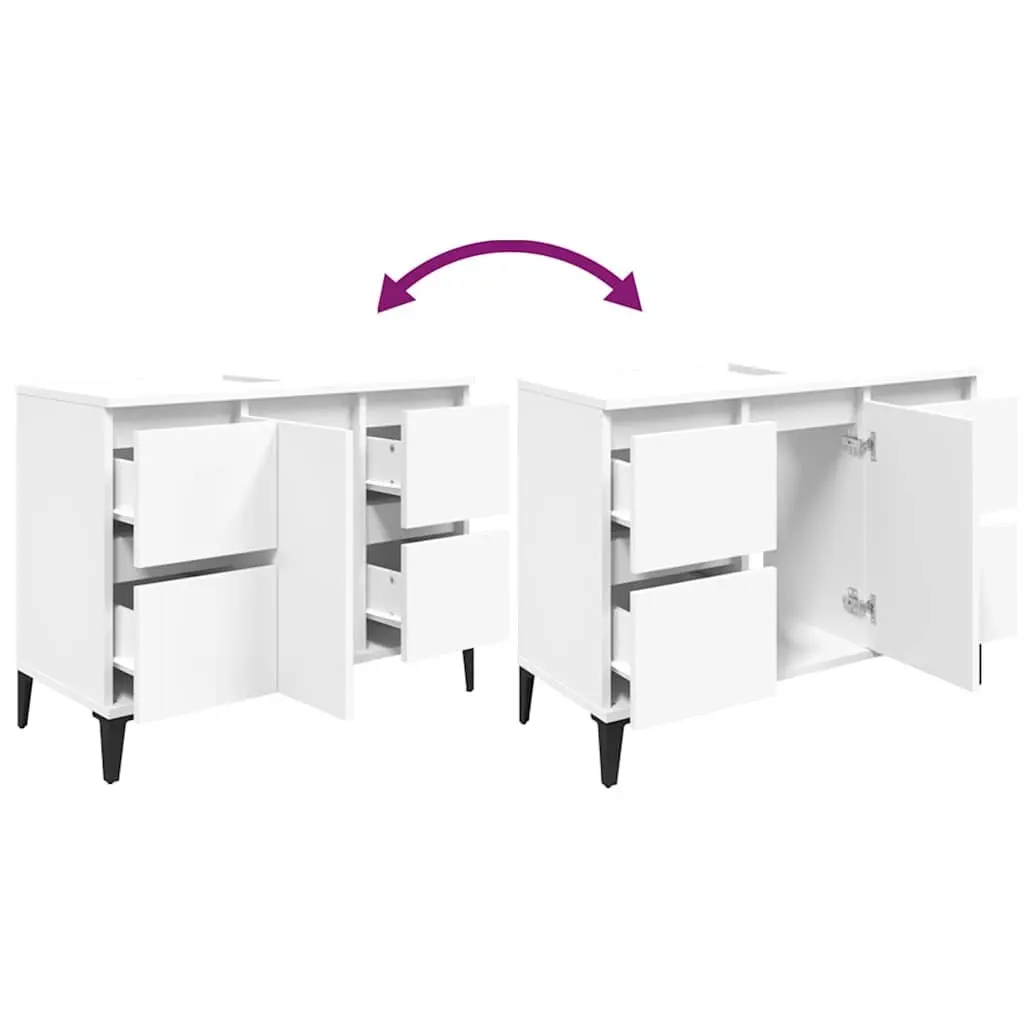 Bathroom Sink Cabinet White Engineered Wood 80x33x60cm Storage Vanity Unit