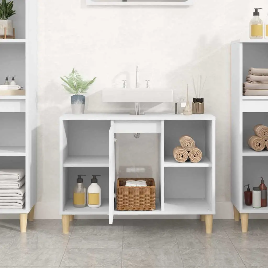 Bathroom Sink Cabinet White Engineered Wood 80x33x60 cm Vanity Unit Storage