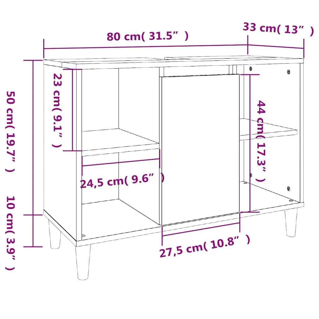 Bathroom Sink Cabinet White Engineered Wood 80x33x60 cm Vanity Unit Storage