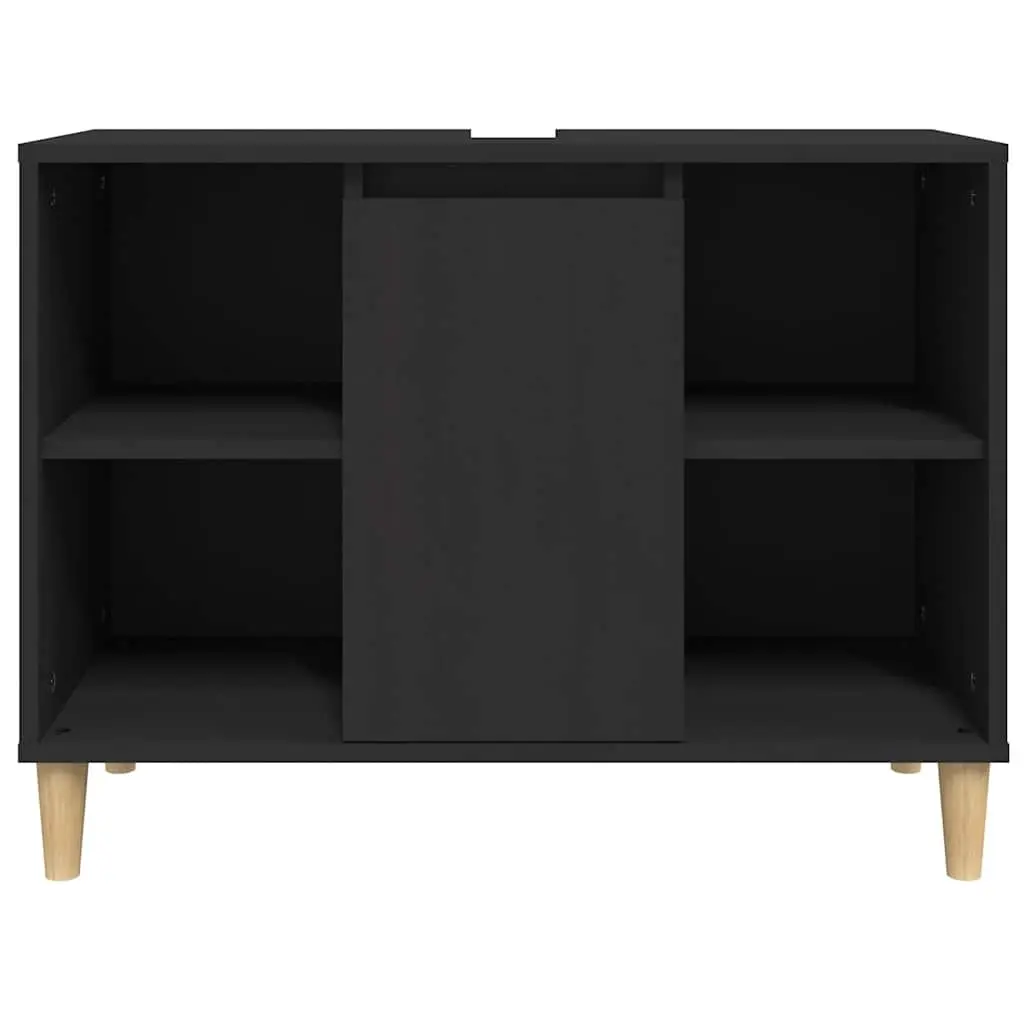 Sink Cabinet Black Engineered Wood Bathroom Vanity Unit 80x33x60cm