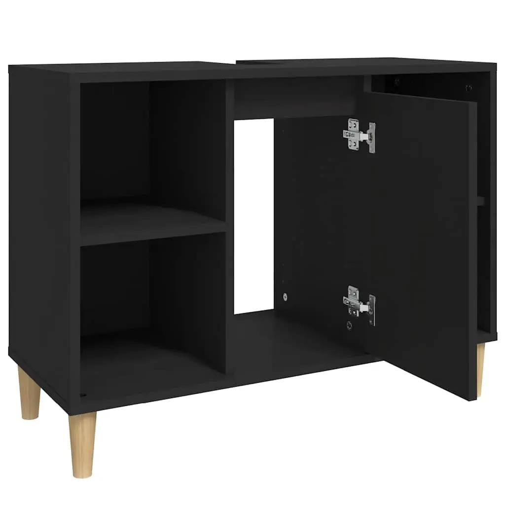 Sink Cabinet Black Engineered Wood Bathroom Vanity Unit 80x33x60cm
