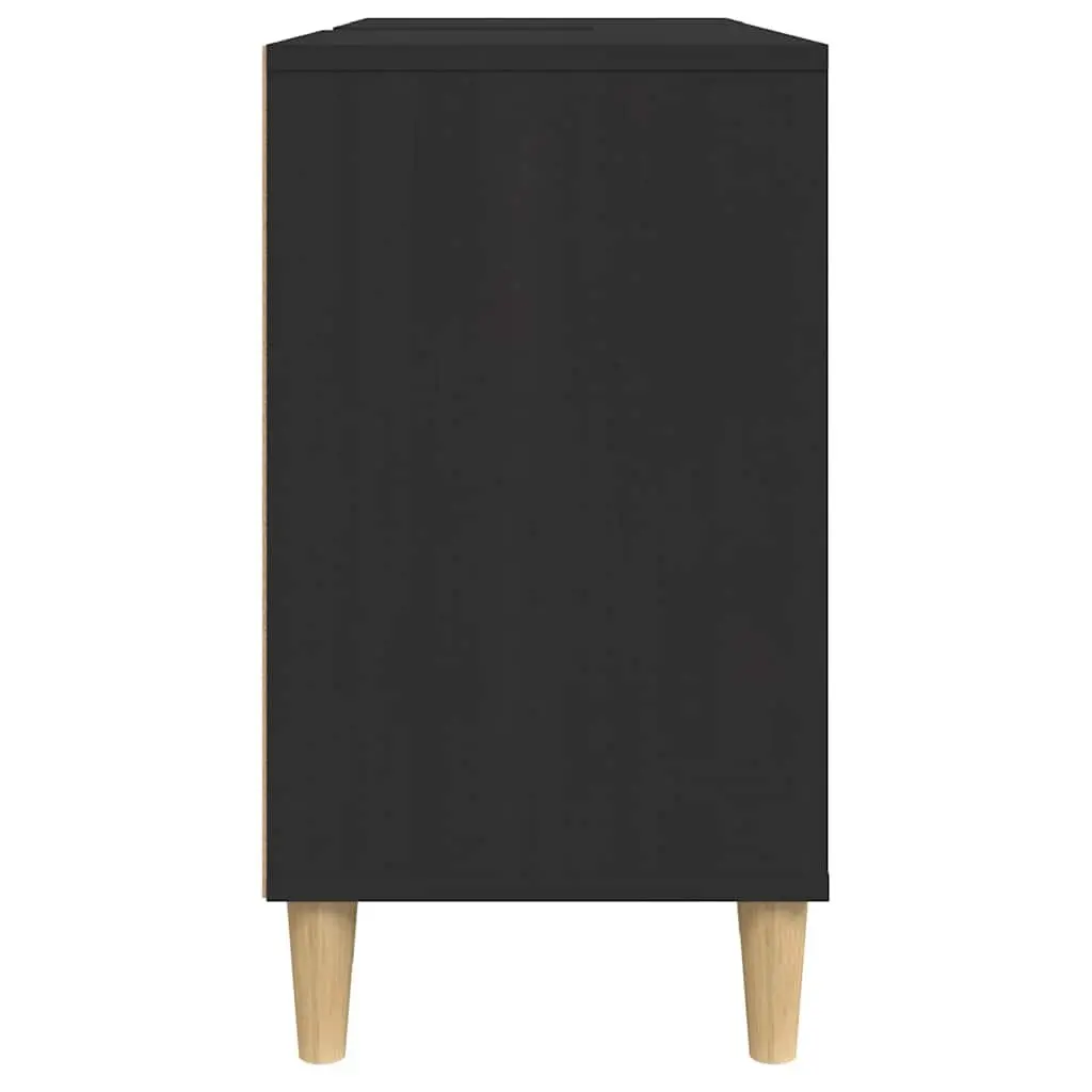 Sink Cabinet Black Engineered Wood Bathroom Vanity Unit 80x33x60cm