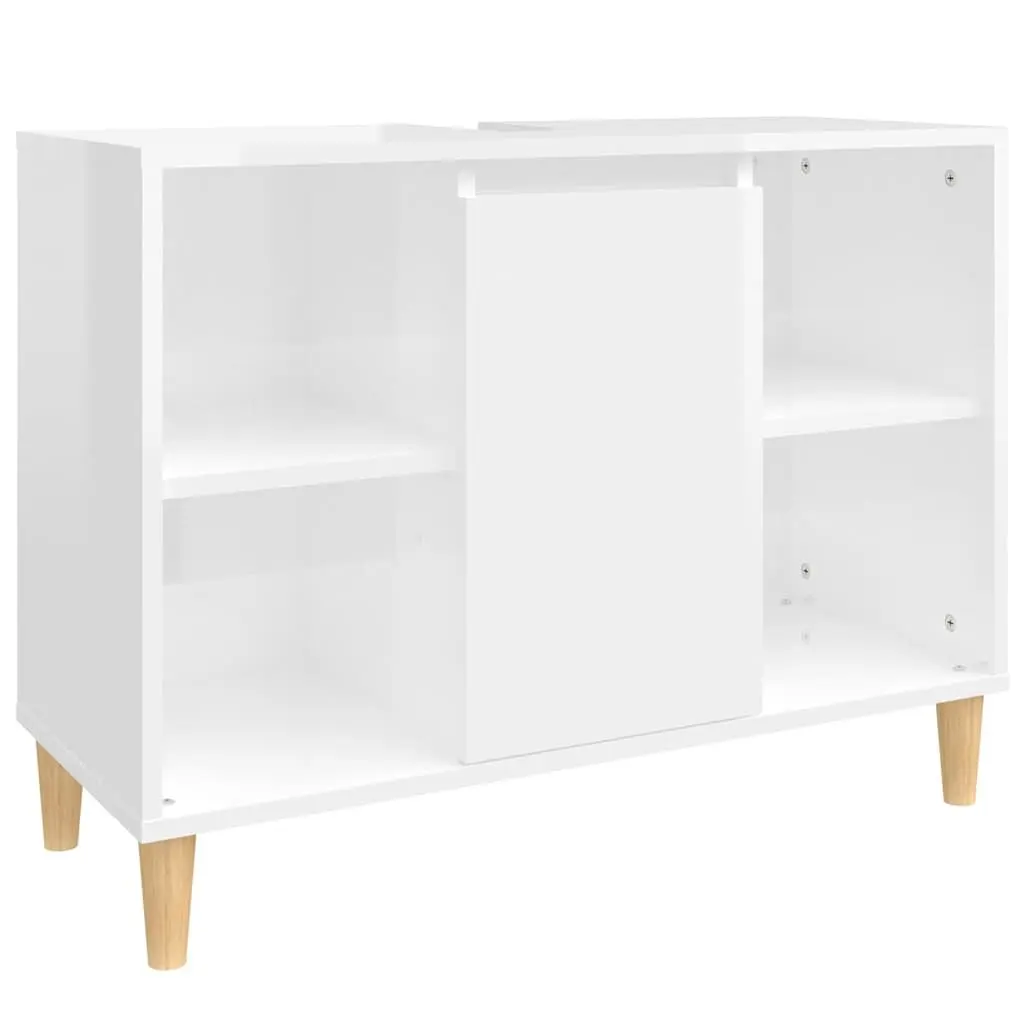 Bathroom Vanity Unit High Gloss White Organized Storage Sink Cabinet 80x33x60cm