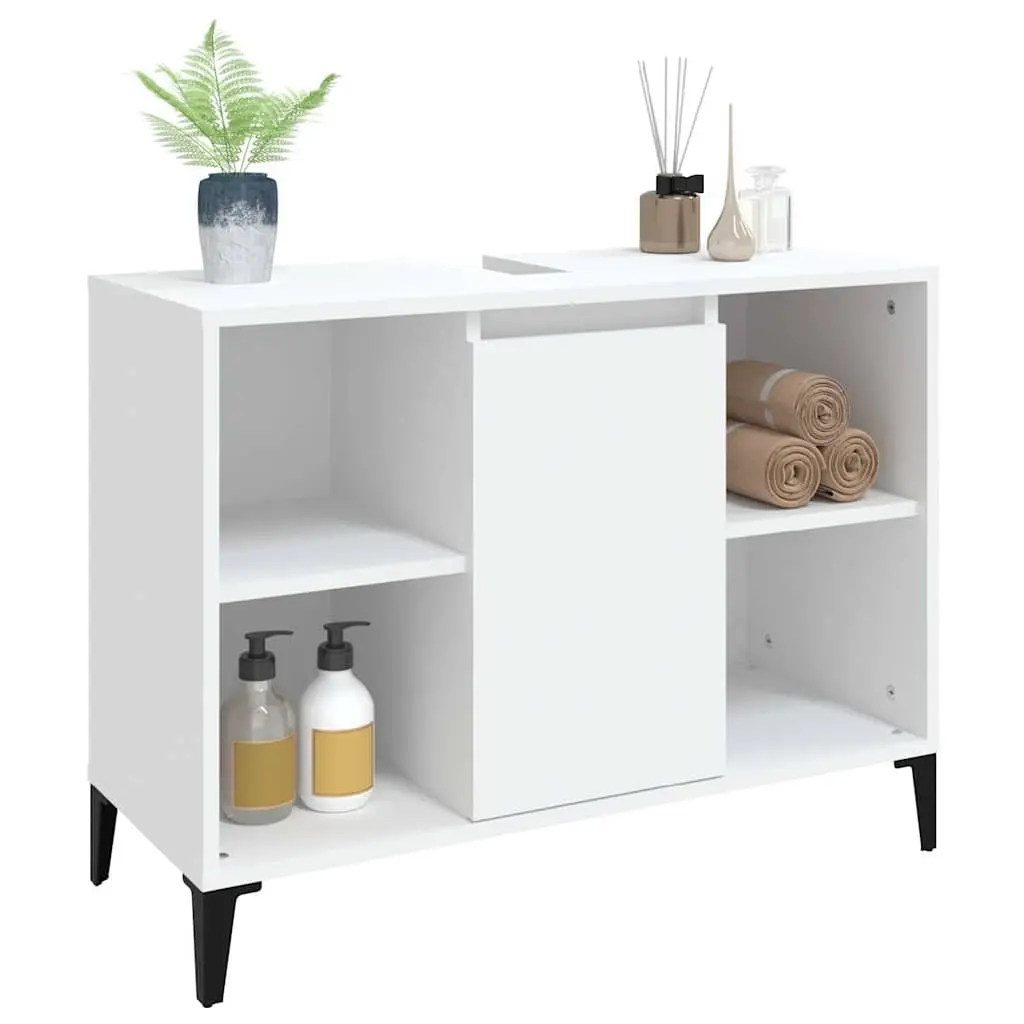 Bathroom Sink Cabinet White 80x33x60cm Vanity Unit Storage Engineered Wood
