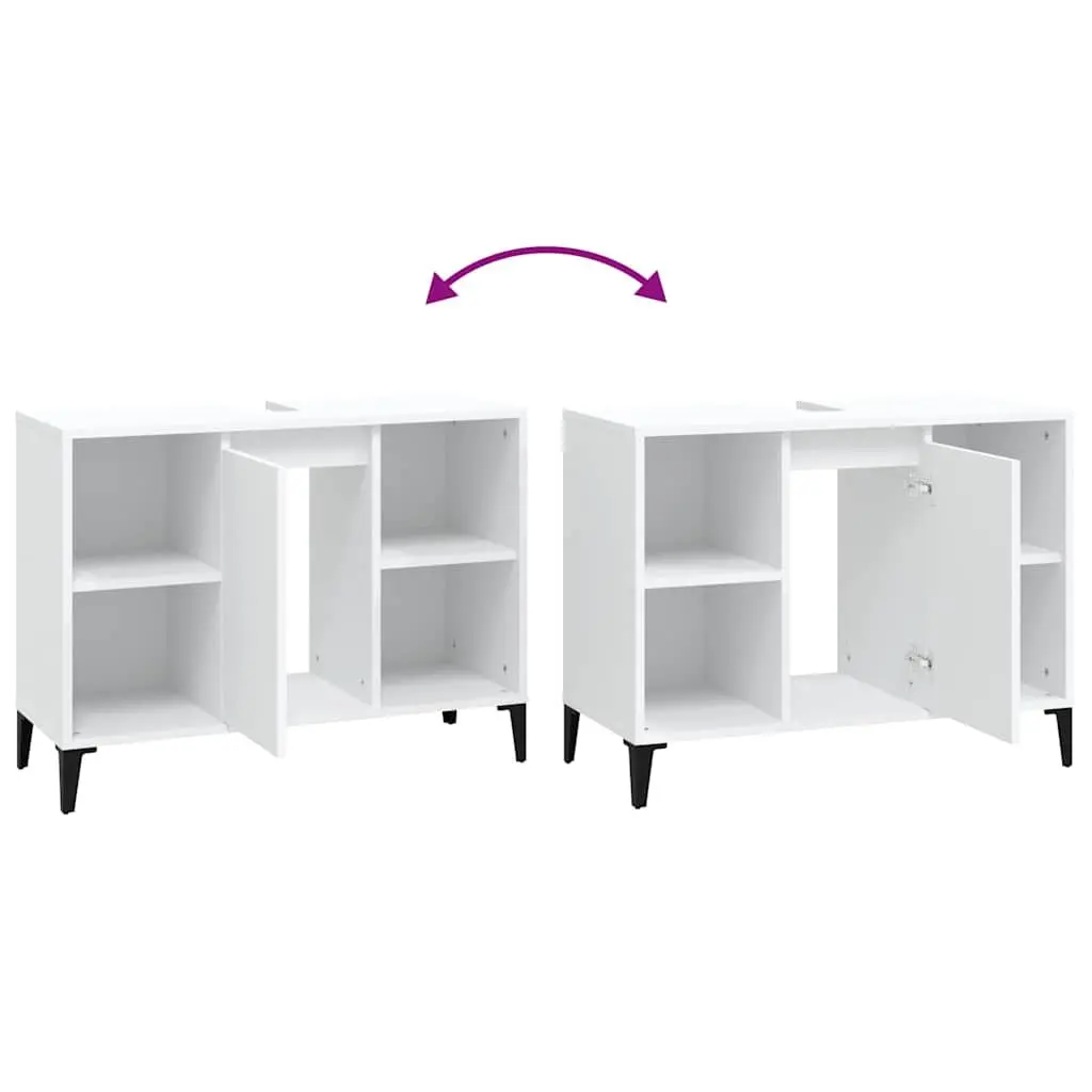 Bathroom Sink Cabinet White 80x33x60cm Vanity Unit Storage Engineered Wood