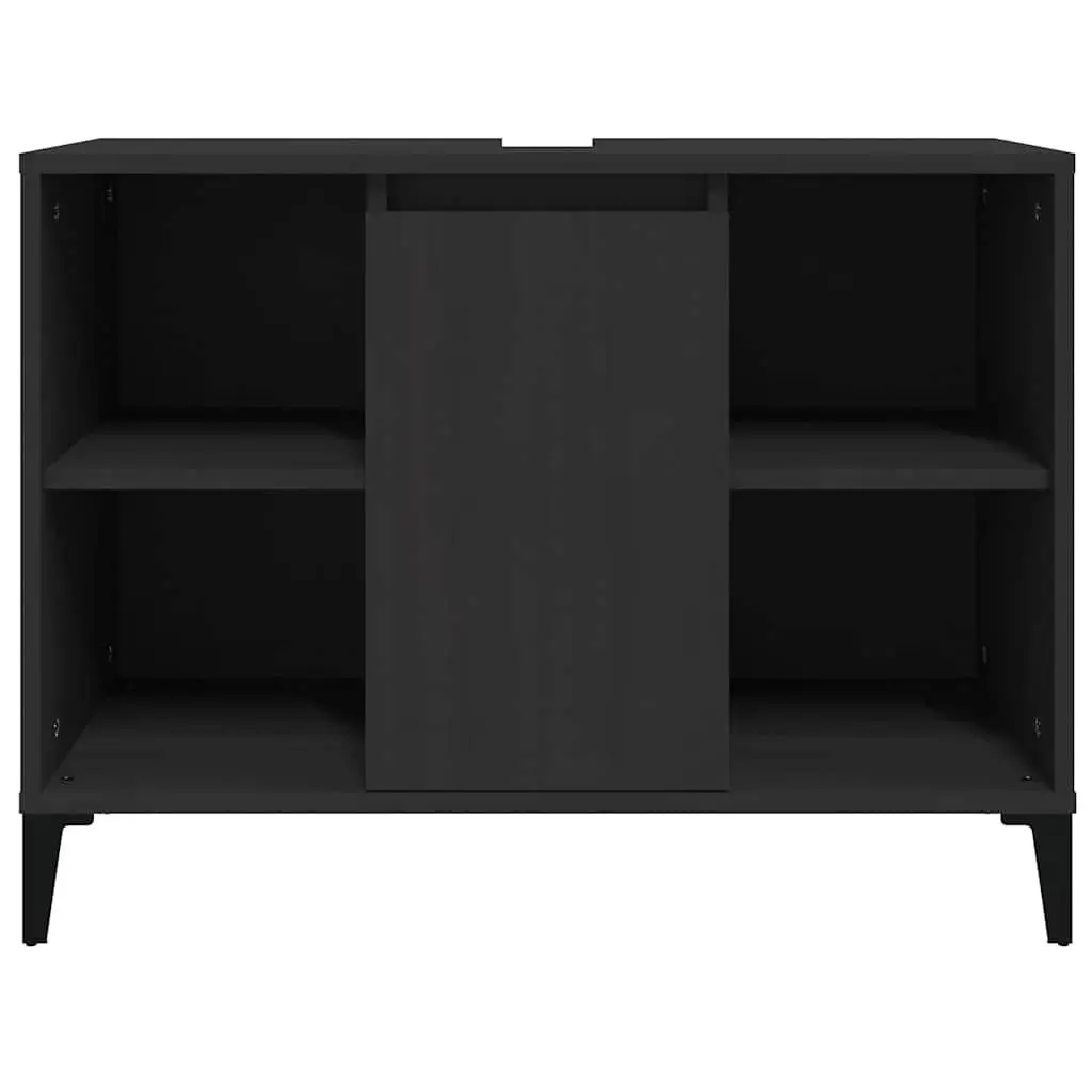 Bathroom Sink Cabinet Black Vanity Unit Storage Engineered Wood 80x33x60cm