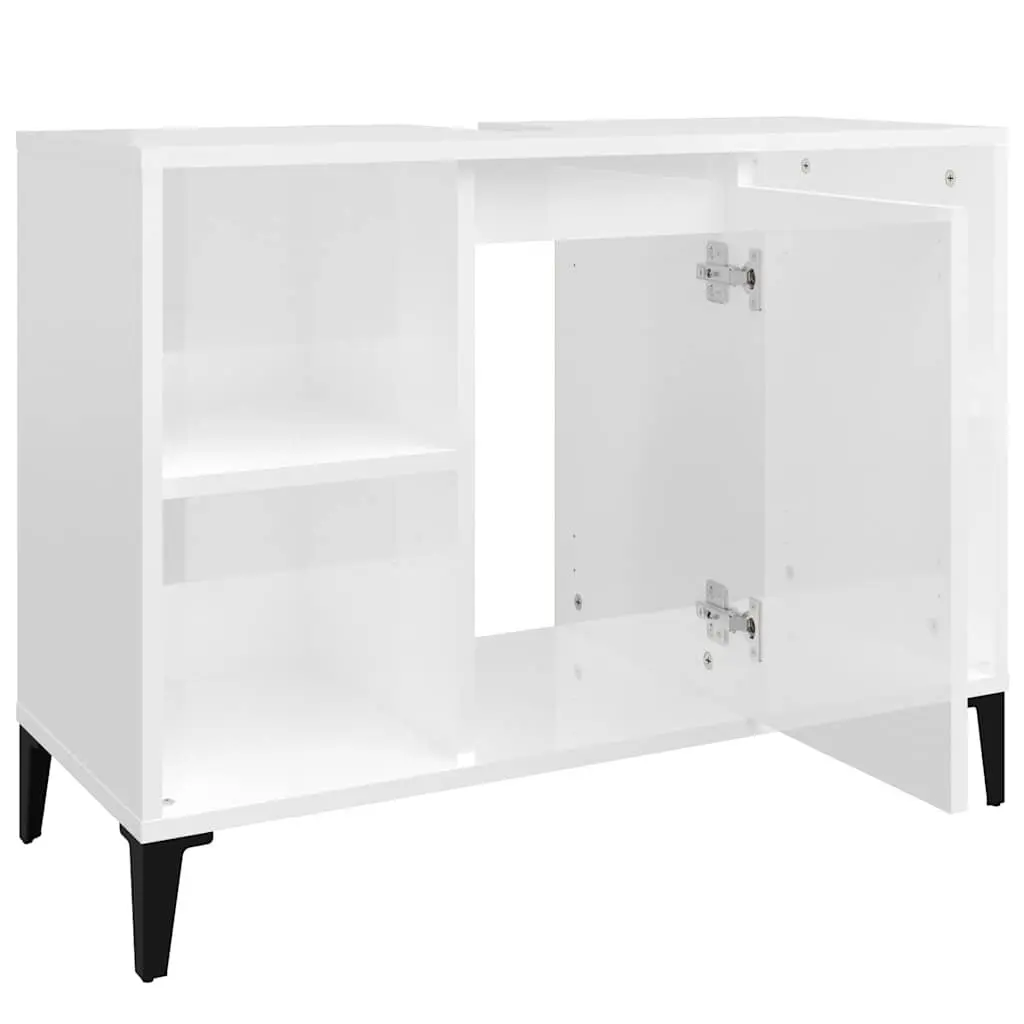 Bathroom Sink Cabinet High Gloss White Vanity Unit 80x33x60 cm