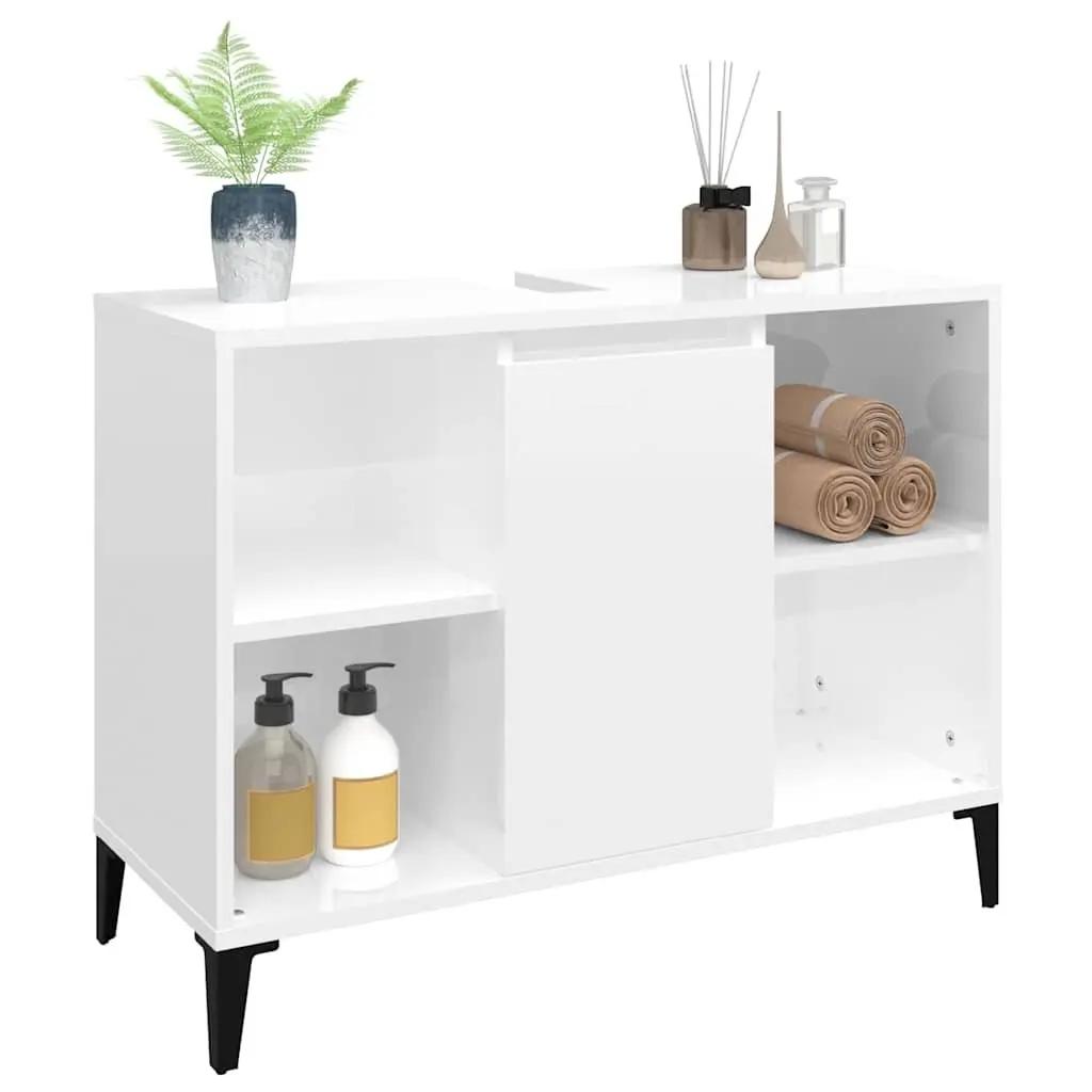 Bathroom Sink Cabinet High Gloss White Vanity Unit 80x33x60 cm
