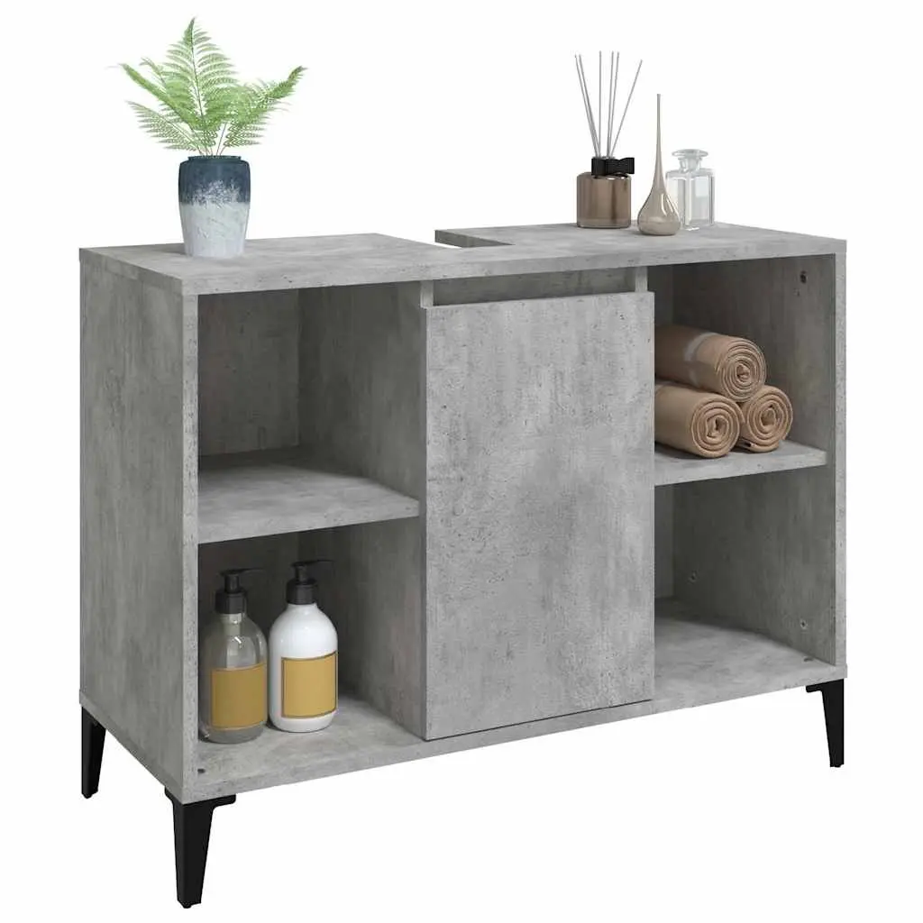 Bathroom Sink Cabinet Grey Vanity Unit 80x33x60cm Engineered Wood